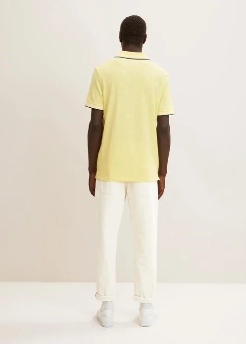Tom Tailor Piqu Polo Shirt Yellow Curd Streaky Two Tone