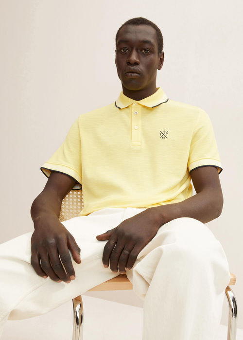 Tom Tailor Piqu Polo Shirt Yellow Curd Streaky Two Tone - 1031601_29832