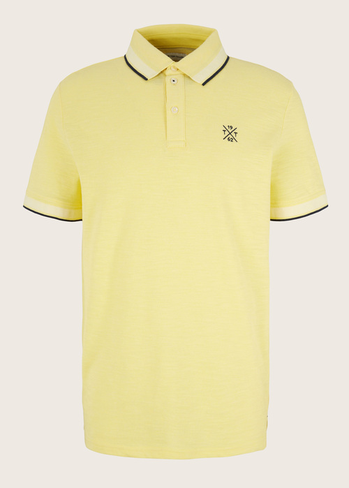 Tom Tailor Piqu Polo Shirt Yellow Curd Streaky Two Tone - 1031601_29832