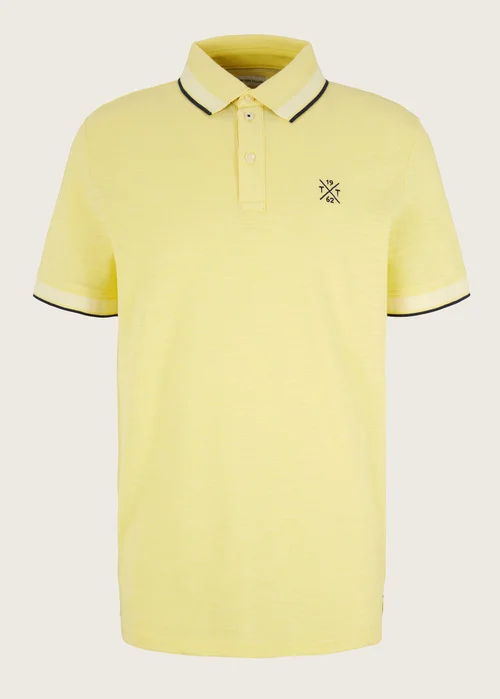 Tom Tailor Piqu Polo Shirt Yellow Curd Streaky Two Tone