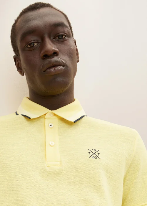 Tom Tailor Piqu Polo Shirt Yellow Curd Streaky Two Tone