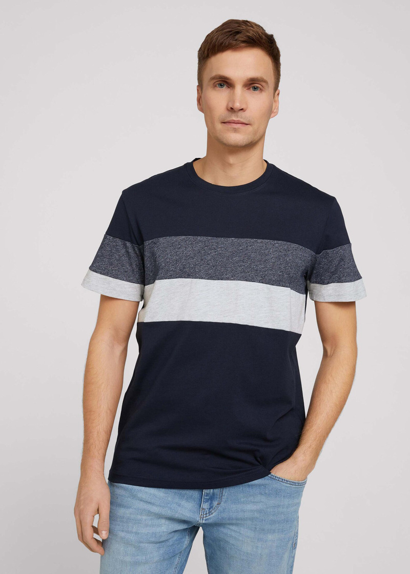 Multi Coloured T Shirt With A Striped Pattern Sky Captain Blue - 1030602_10668