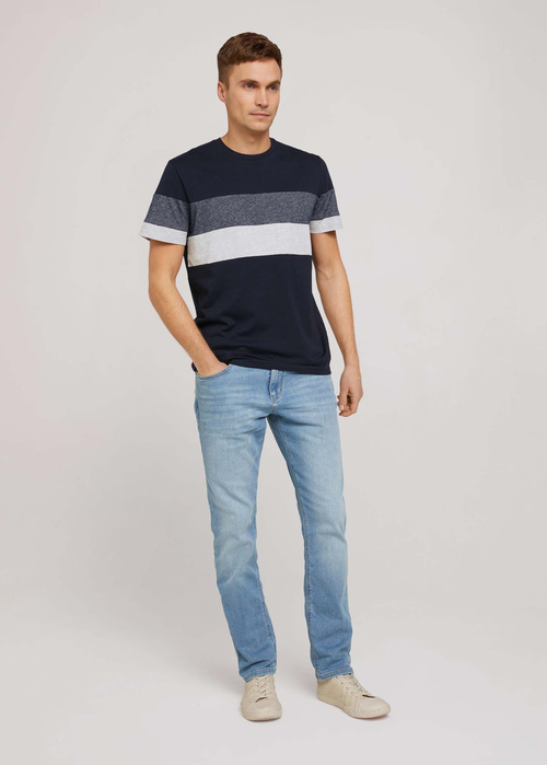 Multi Coloured T Shirt With A Striped Pattern Sky Captain Blue - 1030602_10668