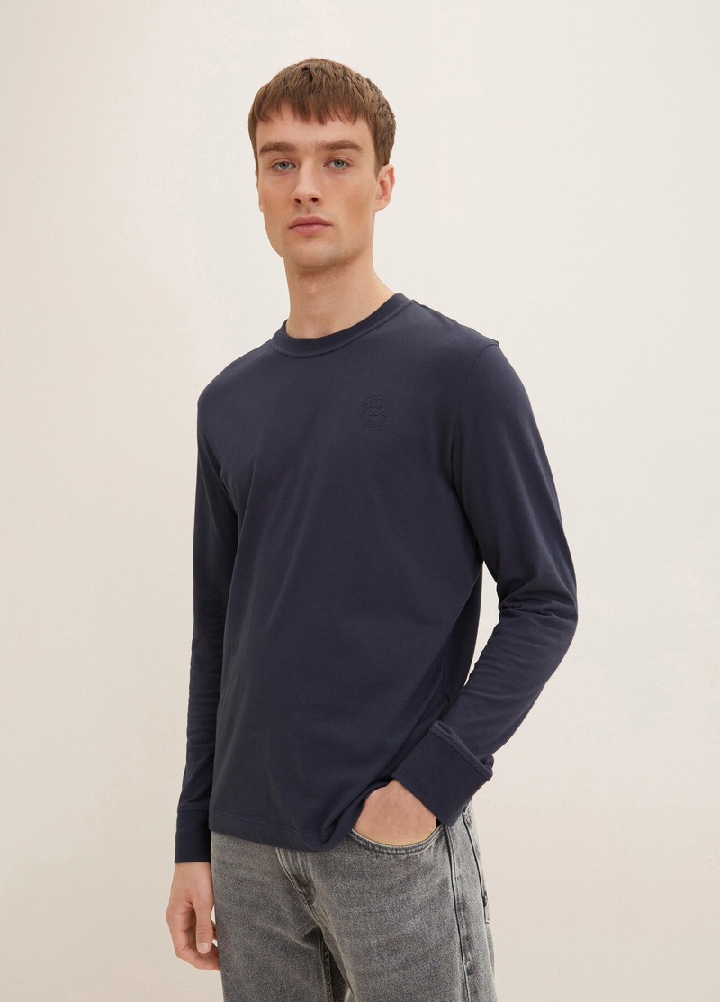 Tom Tailor Long Sleeve T Shirt Blue Grey - 1034381-10304