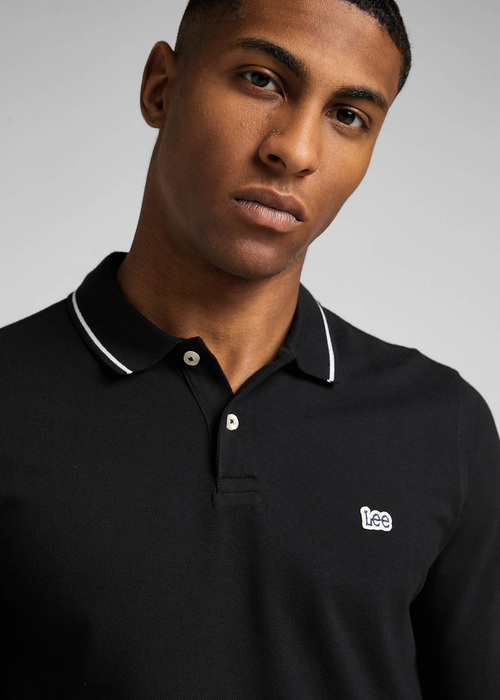 Lee Long Sleeve Pique Polo Black - L61VRL02