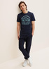 T Shirt With A Letter Print Sky Captain Blue - 1031567-10668