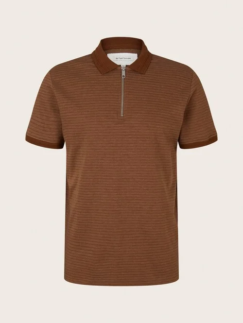 Tom Tailor Halfzip Brown Structured Stripe
