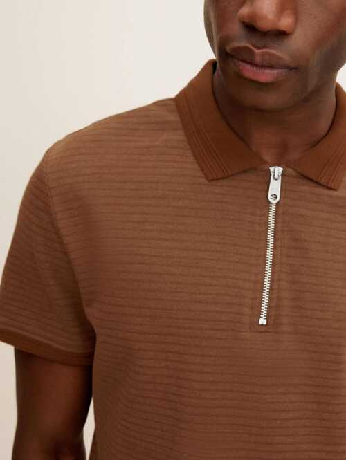 Tom Tailor Halfzip Brown Structured Stripe - 1031655-29794