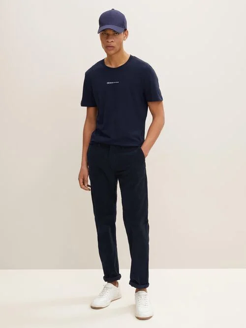 Denim Tom Tailor T Shirt With A Logo Print Sky Captain Blue