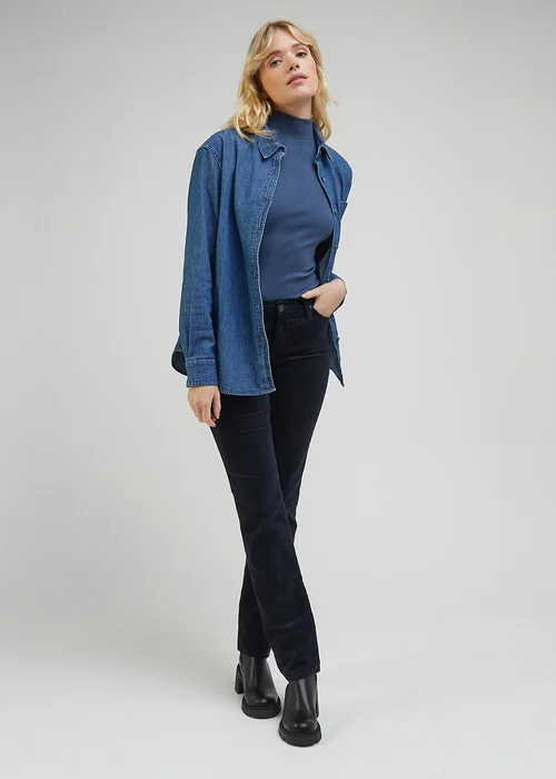 Lee Ribbed Long Sleeve High Neck Deep Waters