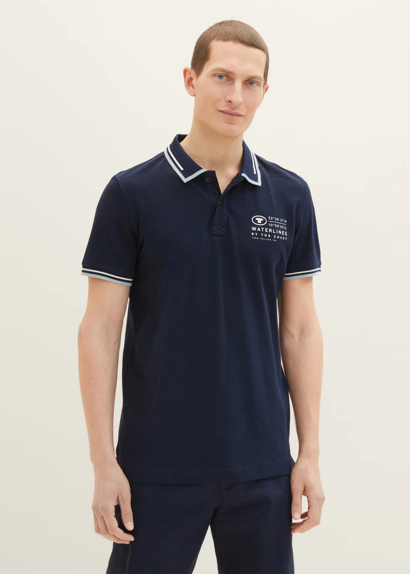 Tom Tailor Polo Shirt With Logo Embroidery Sky Captain Blue