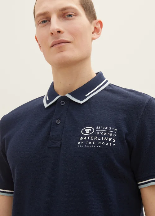 Tom Tailor Polo Shirt With Logo Embroidery Sky Captain Blue