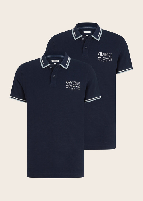 Tom Tailor Polo Shirt With Logo Embroidery Sky Captain Blue - 1035571-10668