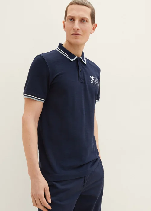 Tom Tailor Polo Shirt With Logo Embroidery Sky Captain Blue