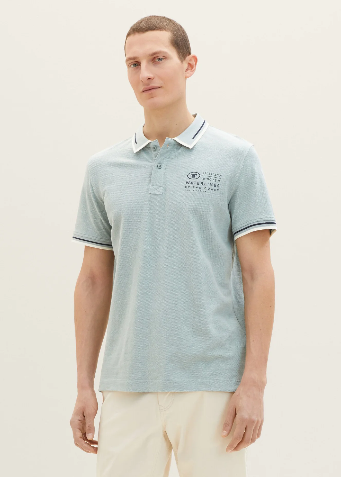 Tom Tailor Polo Shirt With Logo Embroidery Ocean