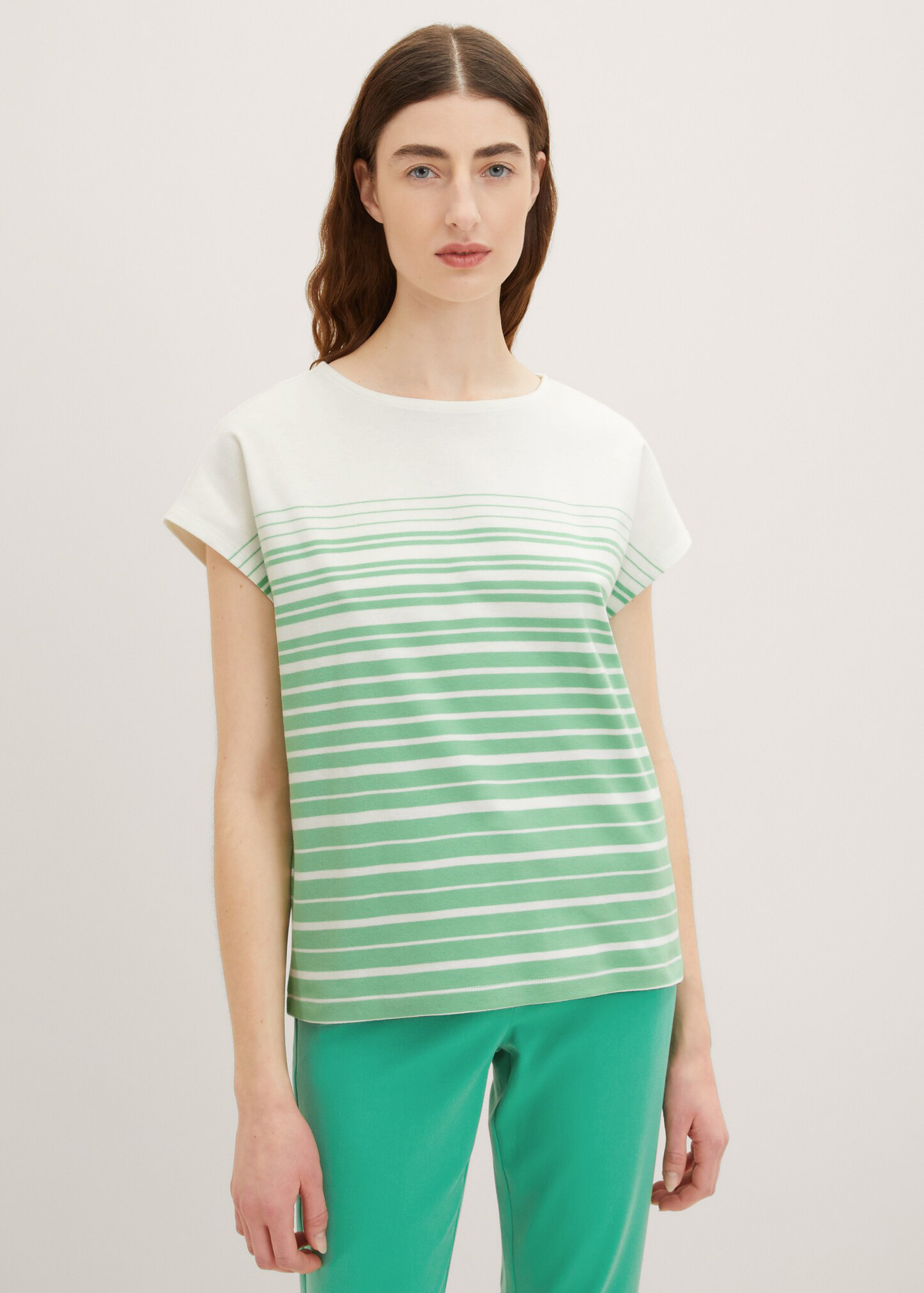 Tom Tailor Tshirt Green Gradient Stripe - 1035480-31329