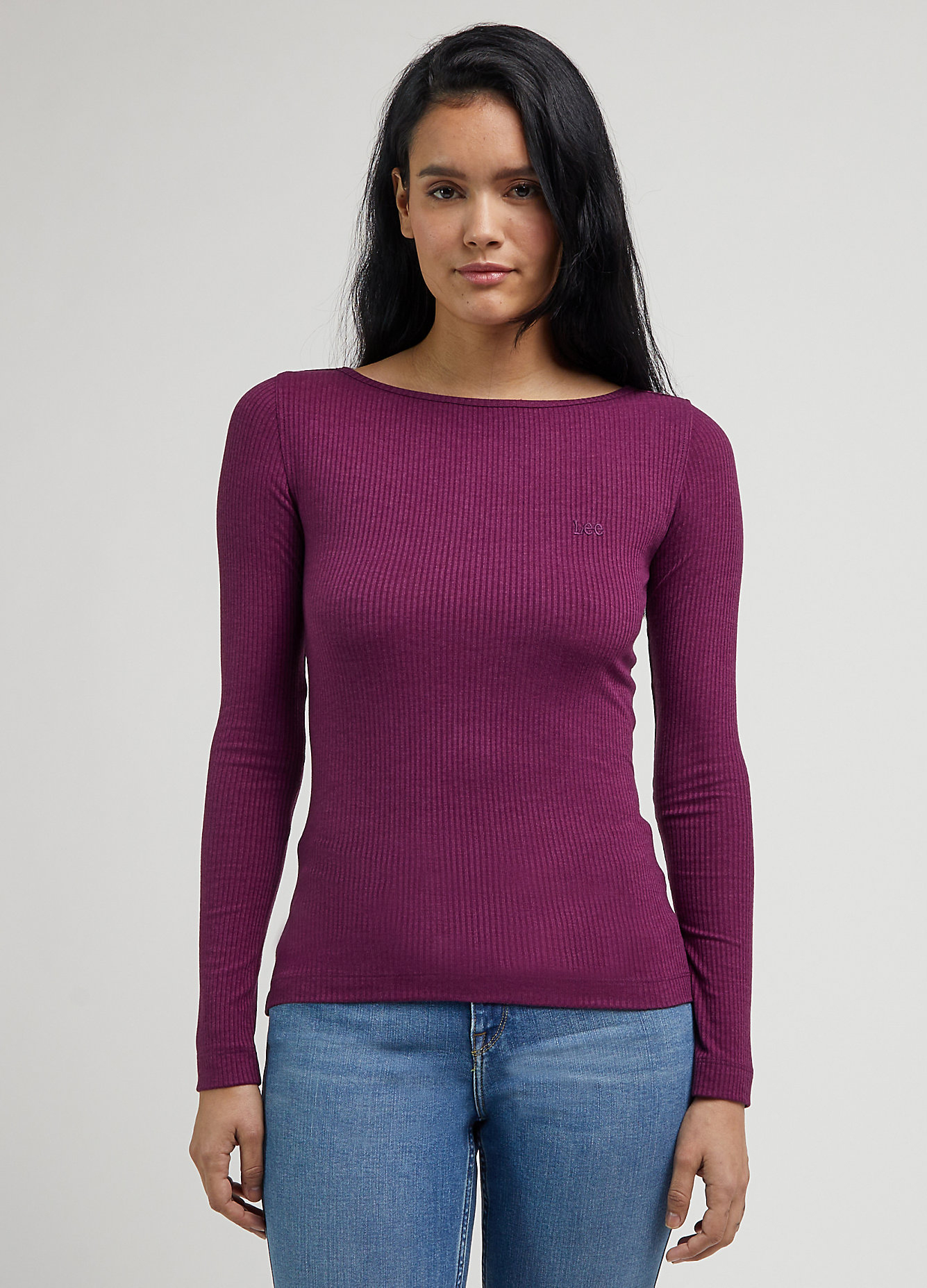 Lee Long Sleev Boat Neck Tee Foxy Violet - LQ59IPA91