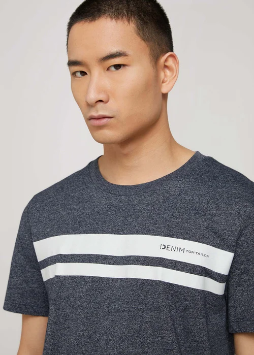 Denim Tom Tailor T Shirt With A Logo Print Sky Captain Blue Non Solid