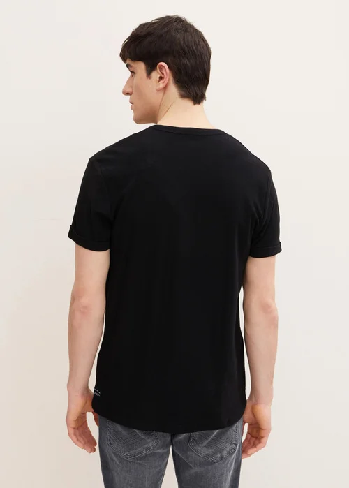 Denim Tom Tailor T Shirt With A Chest Pocket Black