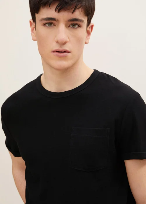 Denim Tom Tailor T Shirt With A Chest Pocket Black