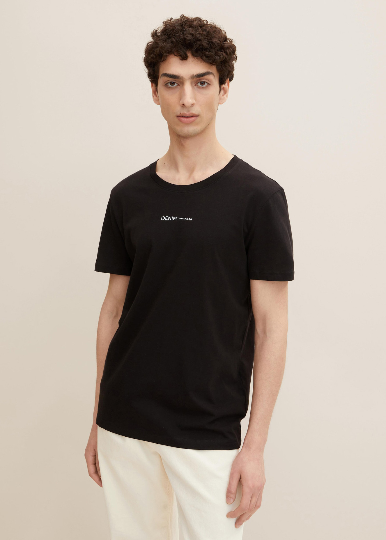 Denim Tom Tailor T Shirt With A Logo Print Black - 1032335-29999