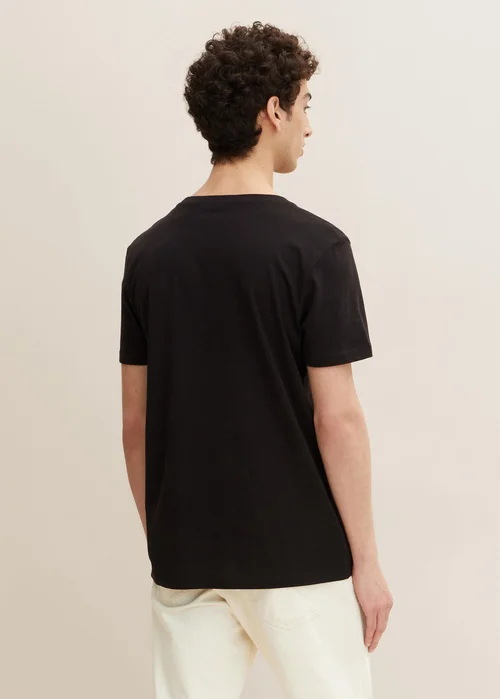 Denim Tom Tailor T Shirt With A Logo Print Black