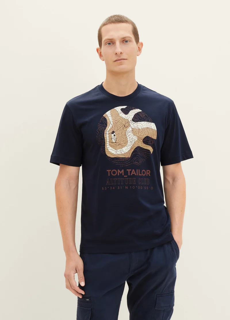 Tom Tailor T Shirt With A Print Sky Captain Blue