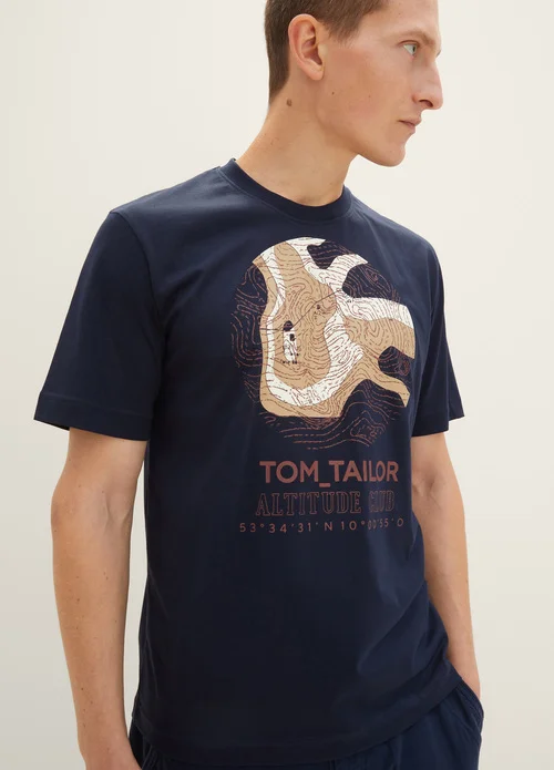 Tom Tailor T Shirt With A Print Sky Captain Blue