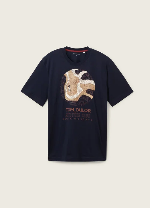 Tom Tailor T Shirt With A Print Sky Captain Blue