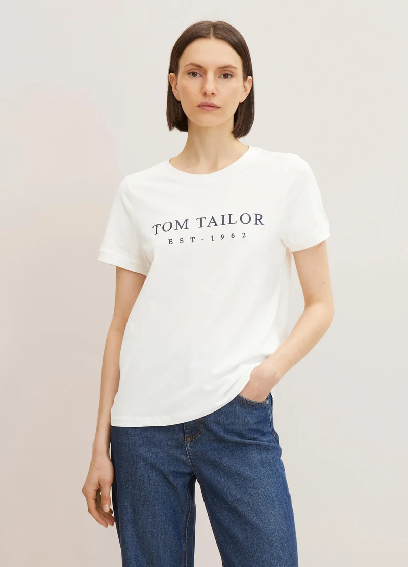 Tom Tailor T Shirt With A Print Whisper White