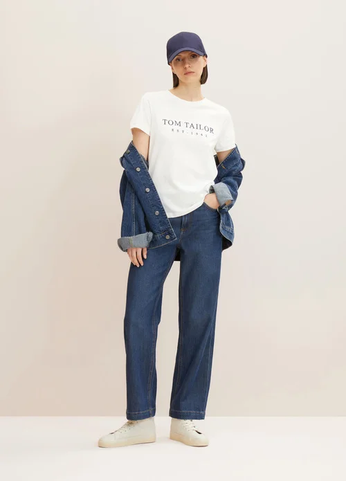 Tom Tailor T Shirt With A Print Whisper White