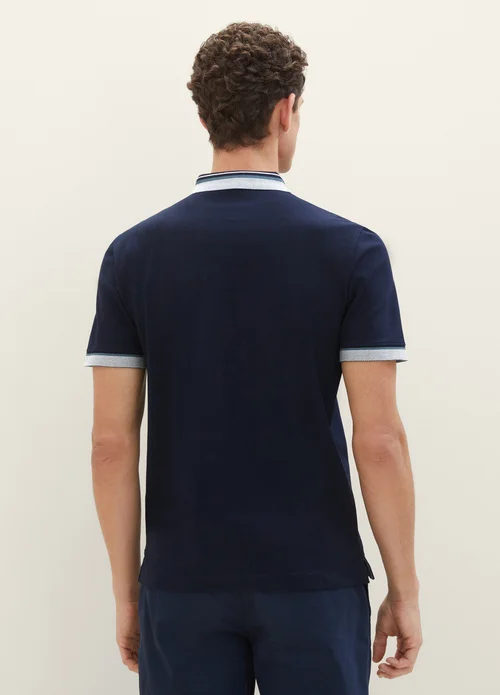 Tom Tailor Polo Shirt With A Logo Print Sky Captain Blue