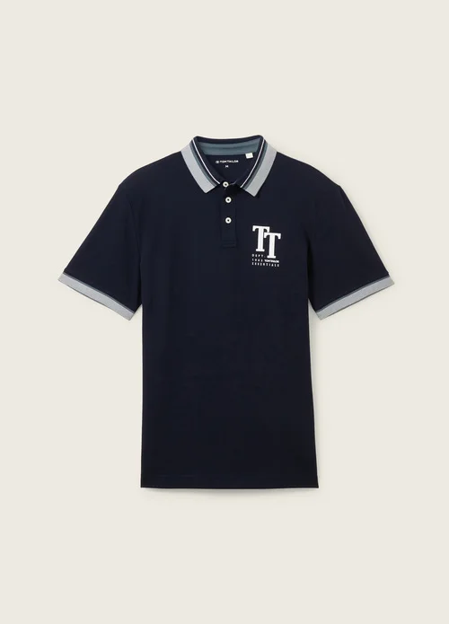 Tom Tailor Polo Shirt With A Logo Print Sky Captain Blue