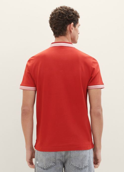 Tom Tailor Polo Shirt With A Logo Print Velvet Red - 1038848-14302