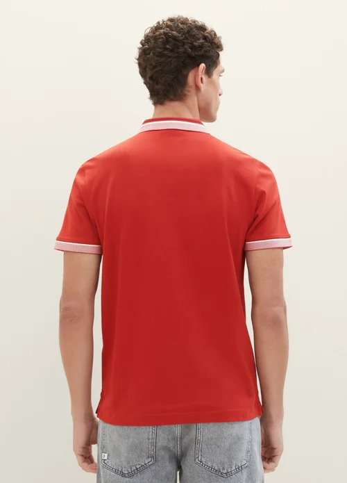 Tom Tailor Polo Shirt With A Logo Print Velvet Red