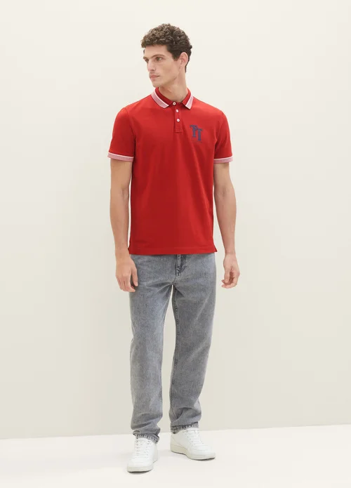 Tom Tailor Polo Shirt With A Logo Print Velvet Red