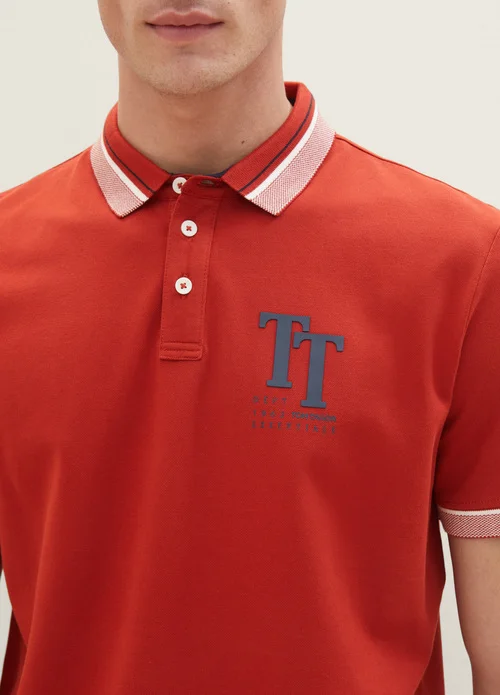 Tom Tailor Polo Shirt With A Logo Print Velvet Red