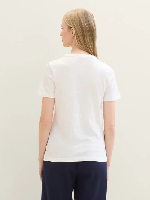 Tom Tailor Long Sleeve V Neck T Shirt Whisper White