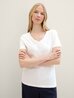 Tom Tailor Long Sleeve V Neck T Shirt Whisper White - 1041533-10315