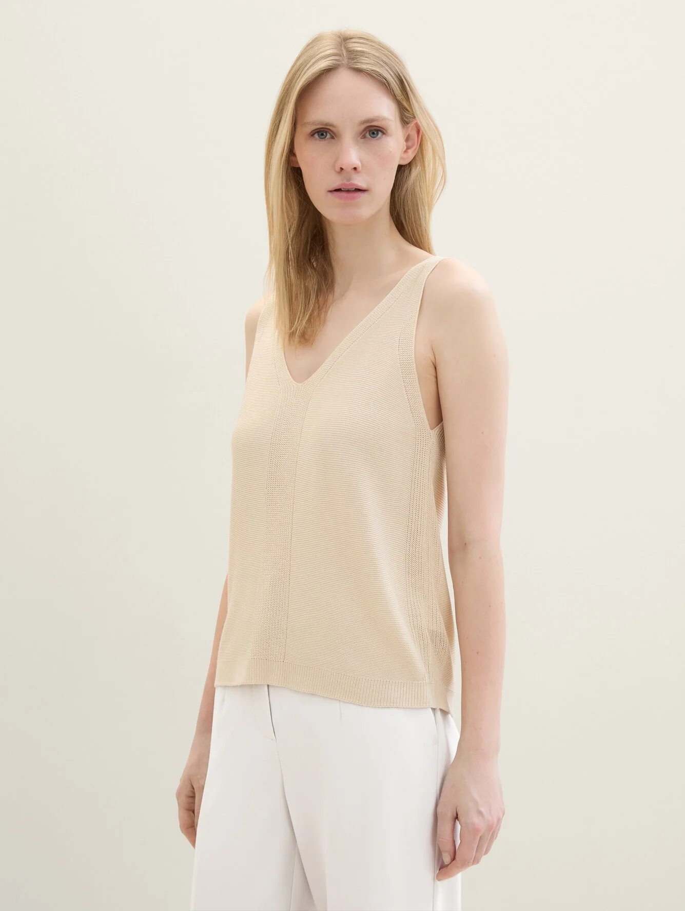 Tom Tailor V Neck Pullover Summer Beige