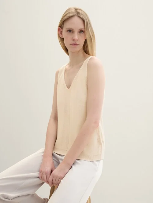 Tom Tailor V Neck Pullover Summer Beige