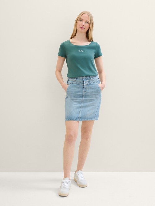 Tom Tailor Round Neck T Shirt Sea Pine Green - 1042892-10697