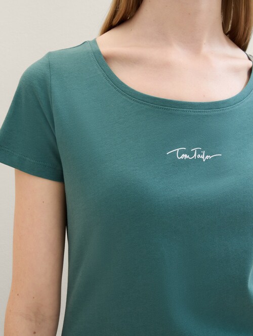 Tom Tailor Round Neck T Shirt Sea Pine Green - 1042892-10697