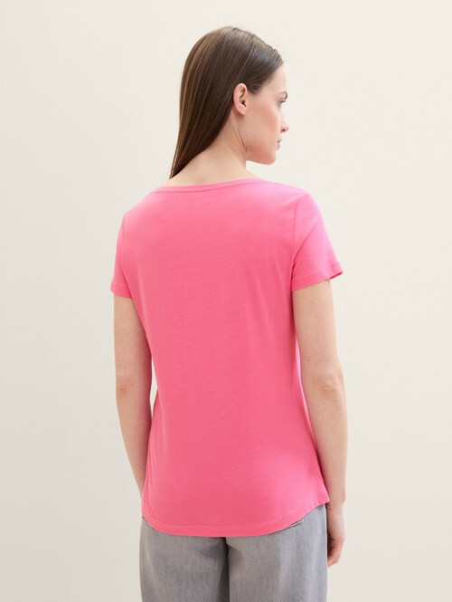 Tom Tailor Round Neck T Shirt Carmine Pink - 1042892-15799