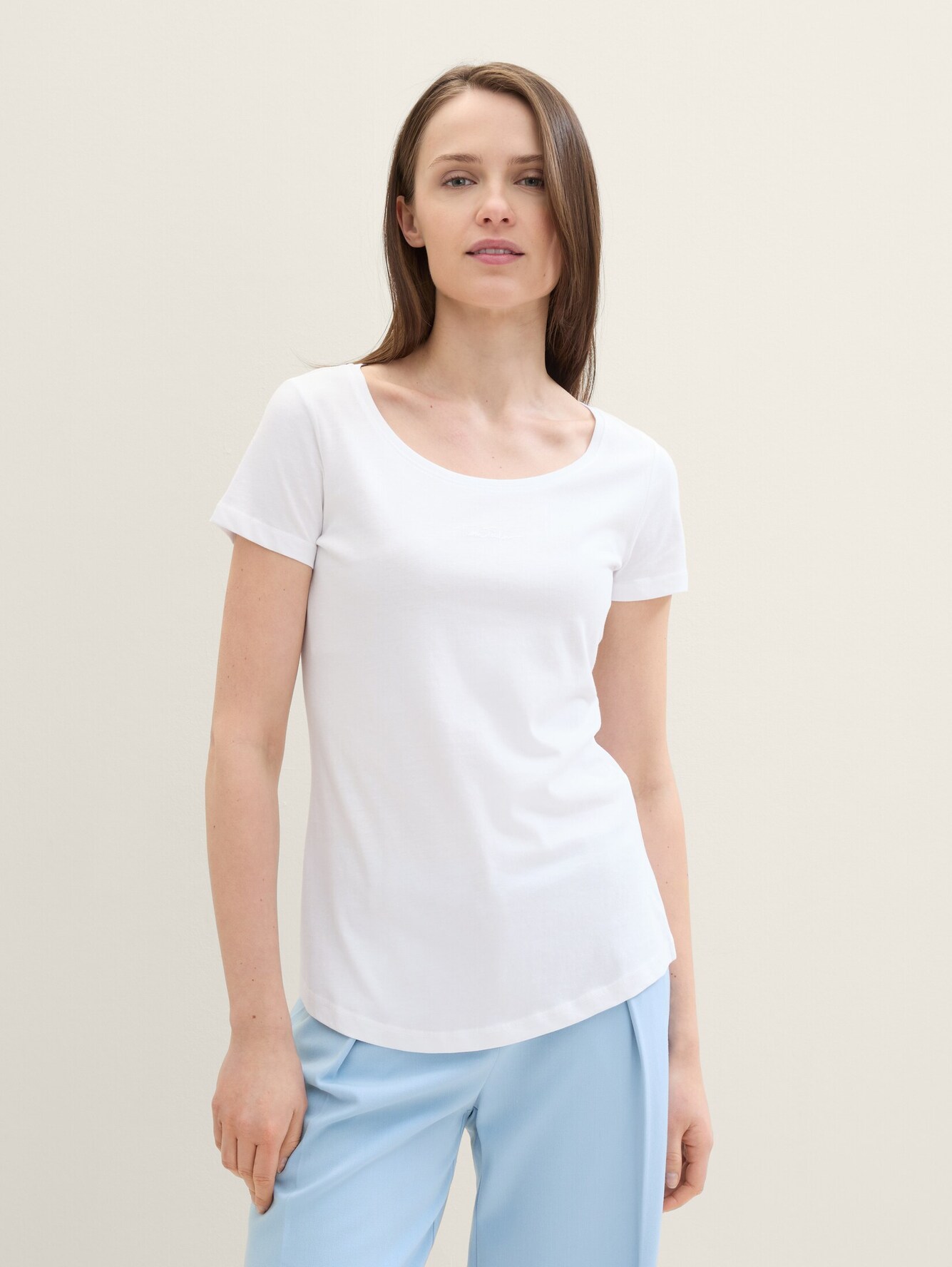 Tom Tailor Round Neck T Shirt White - 1042892-20000