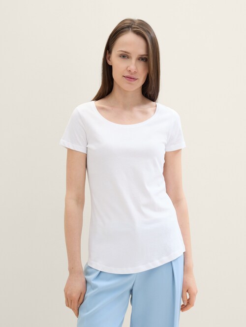 Tom Tailor Round Neck T Shirt White - 1042892-20000