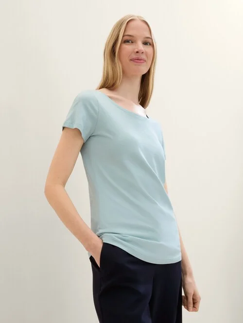Tom Tailor Round Neck T Shirt Dusty Mint Blue