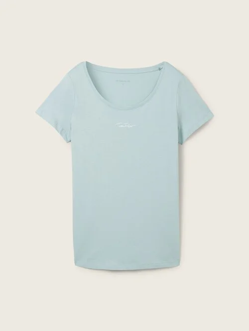 Tom Tailor Round Neck T Shirt Dusty Mint Blue