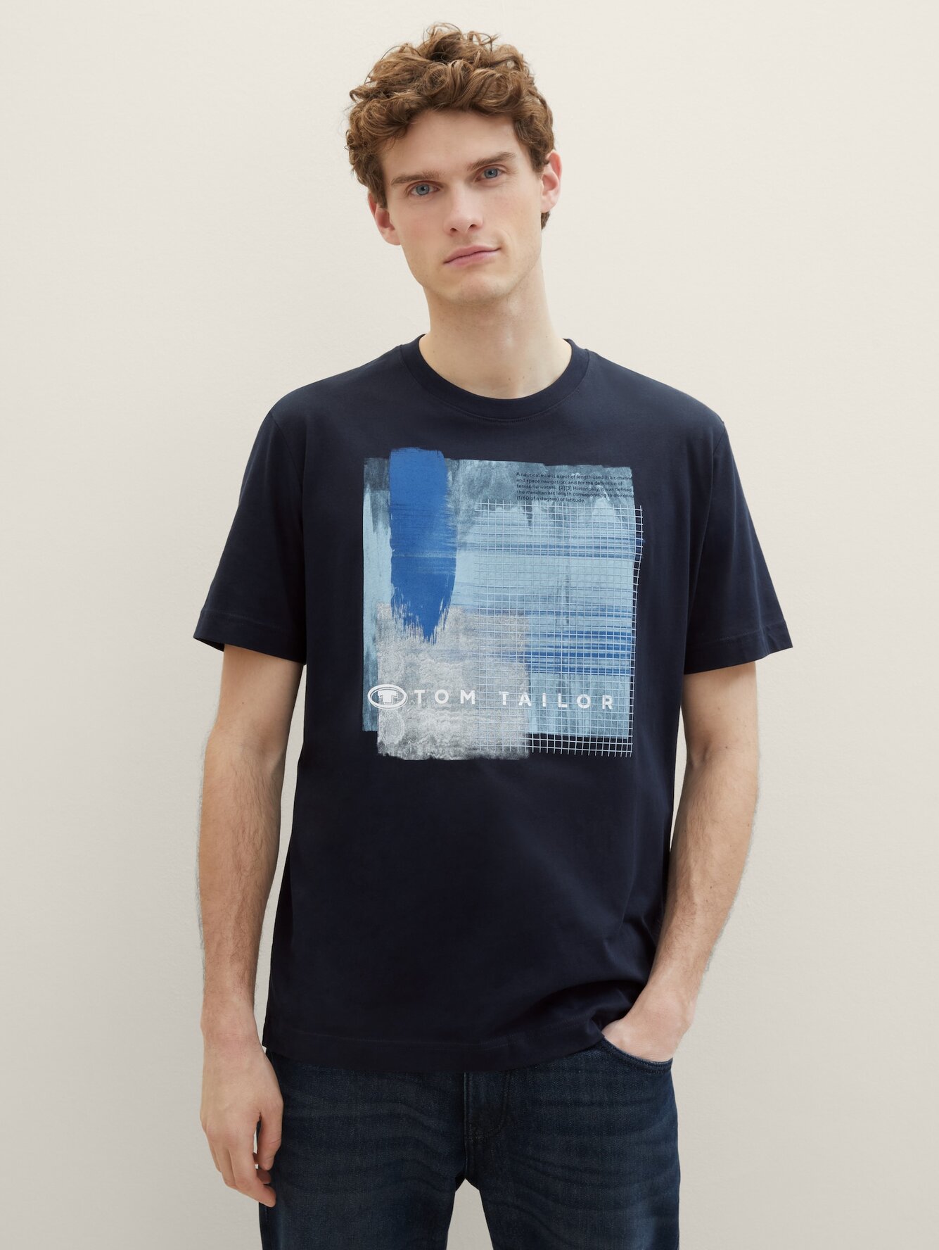 Tom Tailor T Shirt With A Print Sky Captain Blue - 1040898-10668