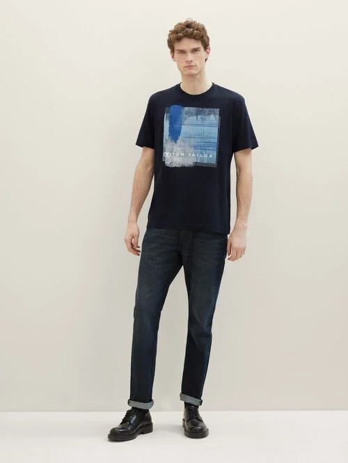 Tom Tailor T Shirt With A Print Sky Captain Blue